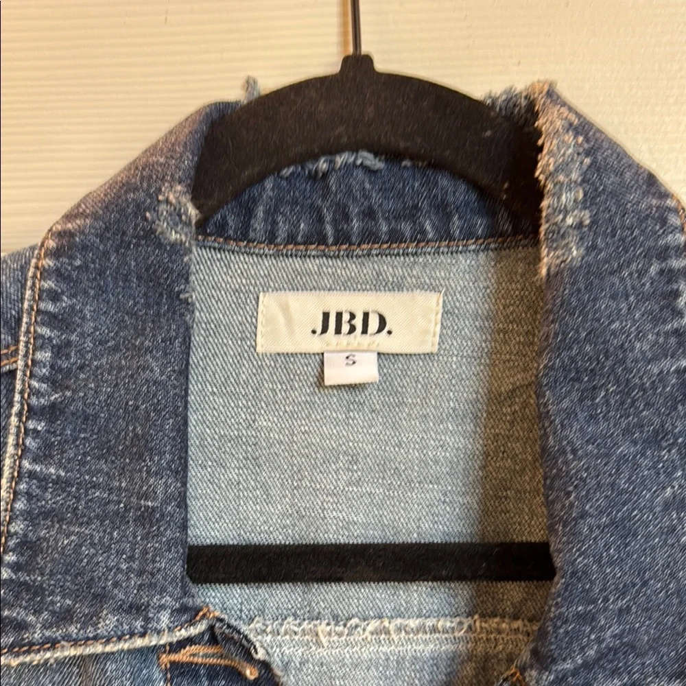 Women's Blue Distressed Jean Jacket - Picture 3 of 6